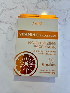Azure Vitamin C & Collagen Moisturizing Face Mask - Orange, NWT